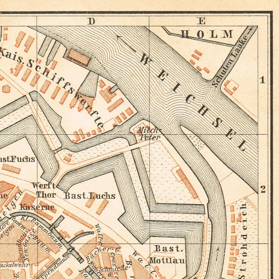 Gdańsk  1910  GDANSK  DANZIG Original map city plan POLAND Germany - Image 4 of 4