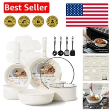 Granite Nonstick Cooking Set - 17 Pieces with Removable Handles & Utensils