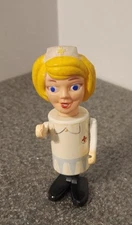 Vintage 1970's ELDON PIPSQUEAKS Nurse Rubber Face Plastic Doll 5 1/4”
