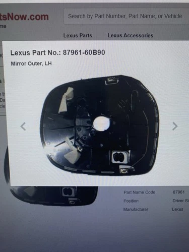 LEXUS 87961-60B90 LX570 Non-BSM LEFT SIDE MIRROR. LX570 GX460 Take Off.