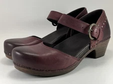 Dansko Makenna Mary Jane Comfort Shoes Womens Red Leather Studded Size 38 - 8 US