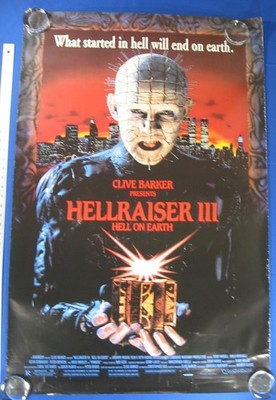 1992 Hellraiser III Hell On Earth Movie Poster 27x40 Rolled Pinhead Clive Barker