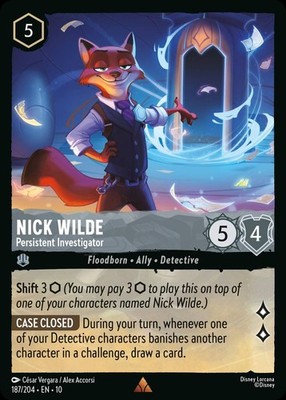 Lorcana Nick Wilde - Persistent Investigator Whispers in the Well 187/204 NM