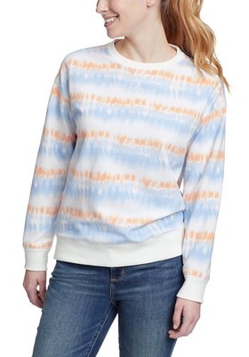 Eddie Bauer Damen Pullover Cozy Camp Sweatshirt Bedruckt, Blau/Weiß, M (38/40)