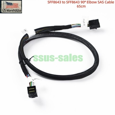 Right Angle SFF-8643 to SFF-8643 SAS Cable 65CM 12Gbps P/N 04051018VC Server US