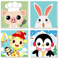 4 Pack Framed Paint by Numbers Kit for Kids Age 6-12, Easy Animal Paintings f...