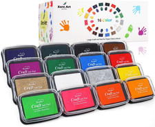 Large Finger Ink Pads Kids Washable Craft Stamp 16 Color DIY Rubber Stamps Paper
