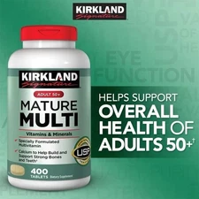 Kirkland Signature Adult 50+ Mature Multi Vitamins & Minerals, 400 Tablets