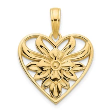 14k Yellow Gold Fancy Heart Pendant Perfect Gift for Her