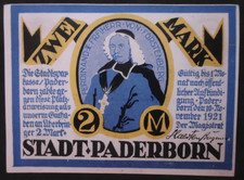 Emergency money 1921, 2 Mark.  Emergency money, place order of the city of Paderborn uncirculated