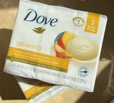6 Bars Dove Glowing Gentle Bar Soap Mango/Almond Butter 3.17 oz each