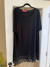 Boo Hoo Tunic Top Lace Bottom Black Size XL Short Sleeve T-Shirt Women's.