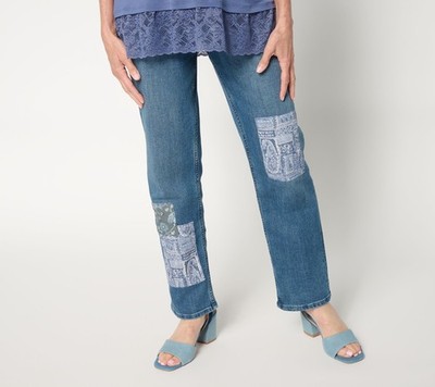 SUNNYLiFE Women's Pants Sz 12 Indigo Patchwork Ankle Jeans Blue A700713