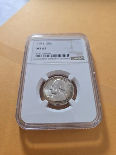 1951  Washington Quarter NGC MS-64 RIM TONER Quarter 90% Silver  😎