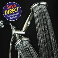 HotelSpa® Luxury Multi-Setting 2-Tone Chrome/Brushed Nickel Shower Head Combo