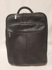 KENNETH COLE REACTION Black Leather Manhattan Messenger Backpack Laptop Padded