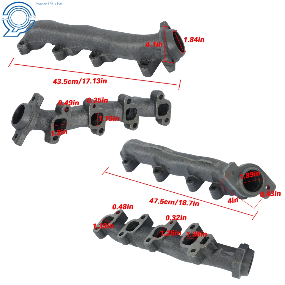 2x Exhaust Manifold w/ Gasket Kit for Dodge Ram 1500 Dakota V8 4.7L Left & Right Foto 2 de 4