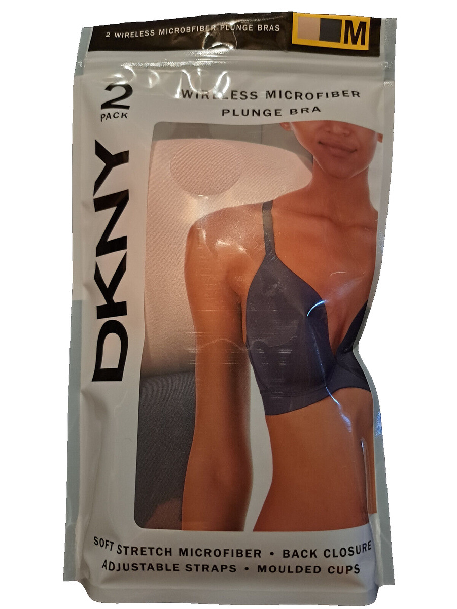 DKNY Women's Wireless Soft Stretch Microfiber Plunge Bra 2-Pack