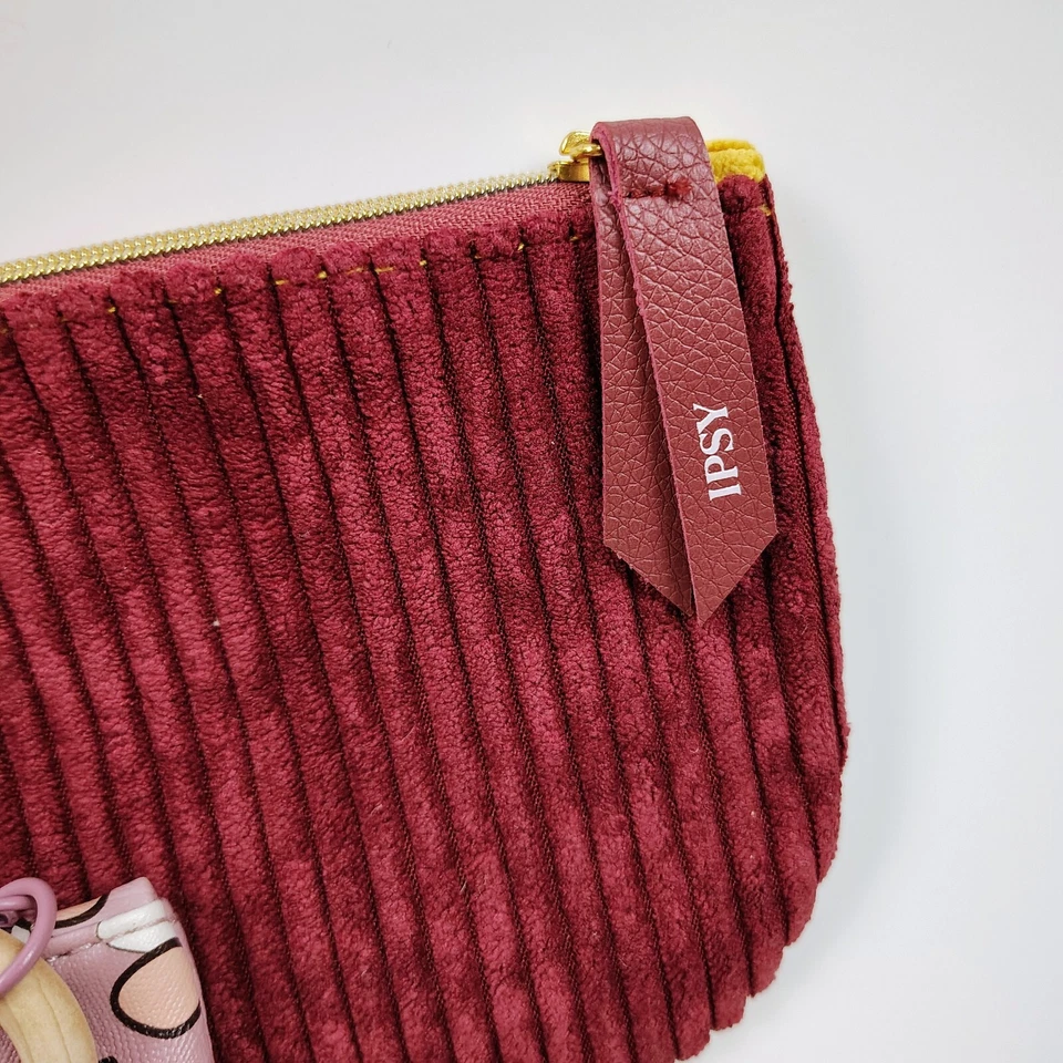 Lote de 3 bolsas de maquillaje IPSY nunca usadas selladas con un beso pana púrpura floral Foto 3 de 4