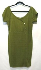 LU NYC Green Dress Snap Decals Stretch Cap Short Sleeves Womens Plus Size 2X