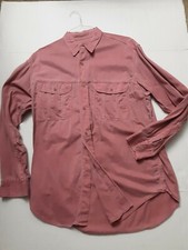 RARE Vintage CALVIN KLEIN Coral Red Canvas Shirt Weathered American Classic Sz L