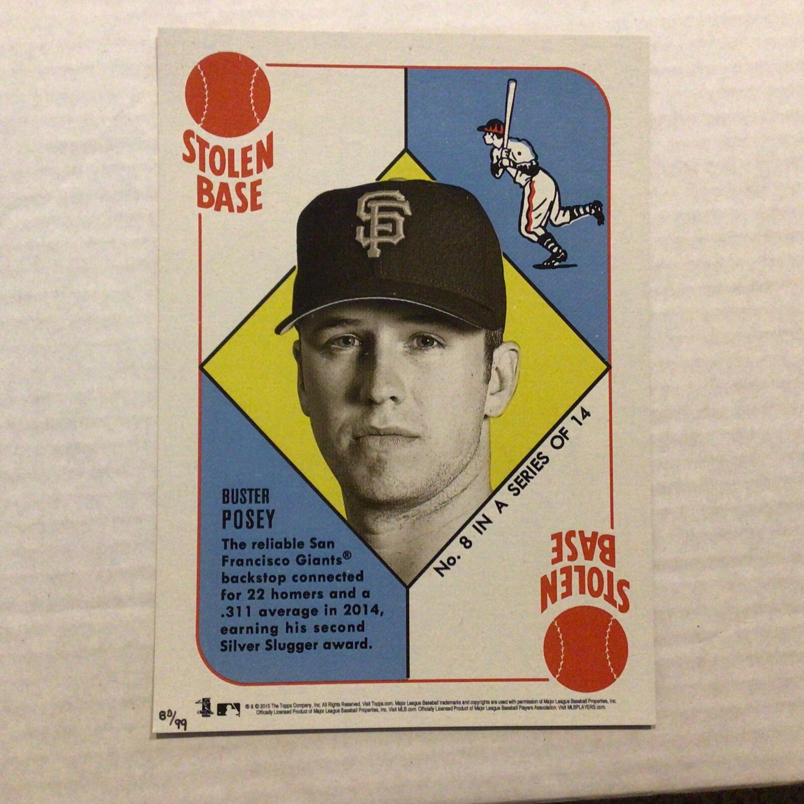 Buster Posey 8 SF Giants MVP 80/99 made 5x7 2015 Topps 1951 redbacks