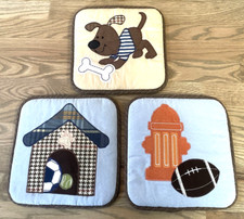 Lambs  Ivy Dog Football Animal Wall Hanging Quilt Fabric Applique Kids Baby