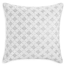 Hudson Park Collection White Lattice Textured EURO Pillow Sham Bedding 26X26