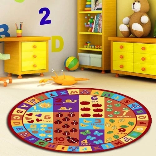 Kids ABC Educational Alphabet Letter Numbers Anti Skid Round Area Rug - 740 - Image 3 of 4