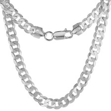 925 Sterling Silver Beveled Flat Curb Cuban Link Chain Necklace 6.5mm 7" to 30"
