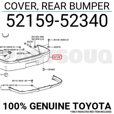 5215952340 Genuine Toyota COVER, REAR BUMPER 52159-52340 | eBay