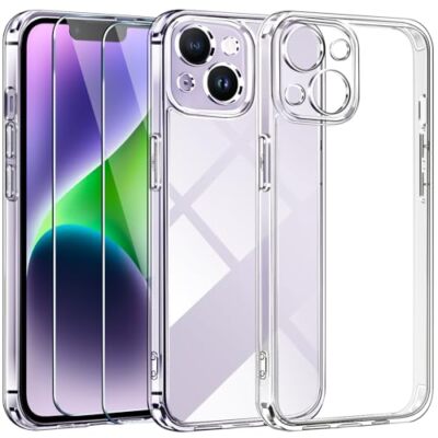    3 in 1 Hülle für iPhone 14 6.1 Zoll [Nie Vergilbung] 1 Handyhülle mit 2 Stück