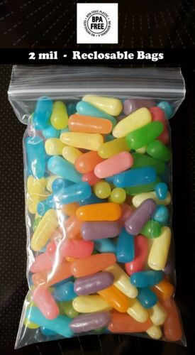 Clear Plastic Reclosable Zipper Baggies 2mil Top Lock Zip Seal Bags Candy Snack - Picture 1 of 10