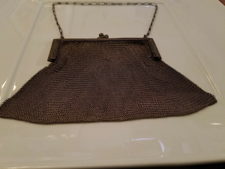 Art Deco Era Sterling silver Evening purse Whiting and Davis, Mesh Bag chainmail - Image 2 of 4