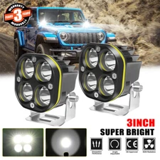 2x 3 Inch LED Cube Pods Work Lights Bar Spot Fog Lamps Driving Offroad For Jeep