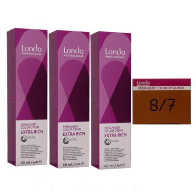 Londa Professional permanente Cremehaarfarbe Extra Rich 3 x 60 ml 8/7 hellblond