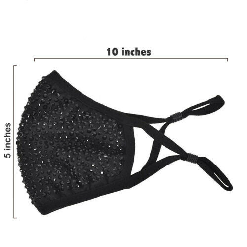 Rhinestone Face Mask Bling Glitter Fashion Fancy Going Out Reusable Face Cover - Picture 11 of 20