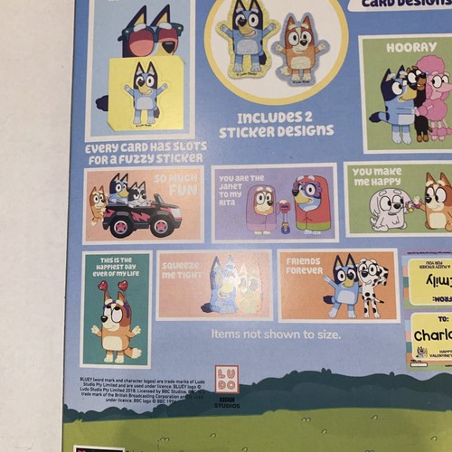 Tarjetas de aula Bluey Dog Día de San Valentín 16 unidades pegatinas difusas niños - Imagen 3 de 4