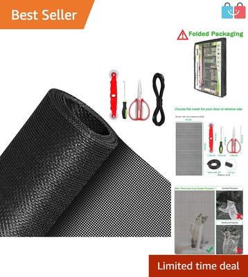 Durable 39''x118'' Pet-Proof Window Screen Replacement - Easy Install Kit