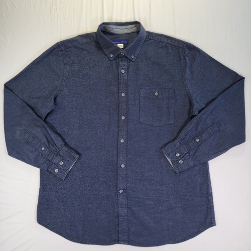 Wear Sierra Top Shelf Men's Cotton Long Sleeve Button Down Shirts in Chambray Navy