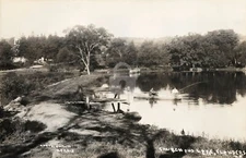 Church & lake Flanders NJ New Jersey 1911 RPPC Photo Postcard COPY