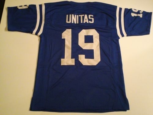 UNSIGNED CUSTOM Sewn Stitched Johnny Unitas Blue Jersey - M, L, XL, 2XL, 3XL - Picture 1 of 2
