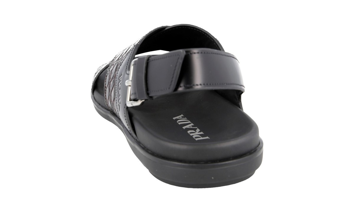 【PRADA】2X3033 レザークロスサンダル PRADA Leather CROC Sandals Slingback - 2X3033 - Brown - NEW
