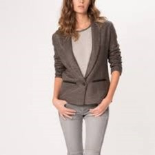Maje Basic Cardigan With Leather Detail Size 2 (uk 10) Cr102 Cc 07