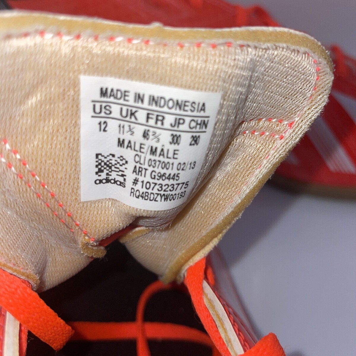 Adidas Mens Size 12 RF10 IN G96445 Orange Black Indoor Adidas Mens Size 12 RF10 IN G96445 Orange Black Indoor