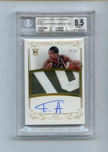 GIANNIS ANTETOKOUNMPO 2013 National Treasures GOLD /25 Rookie  Auto #130 BGS 8.5
