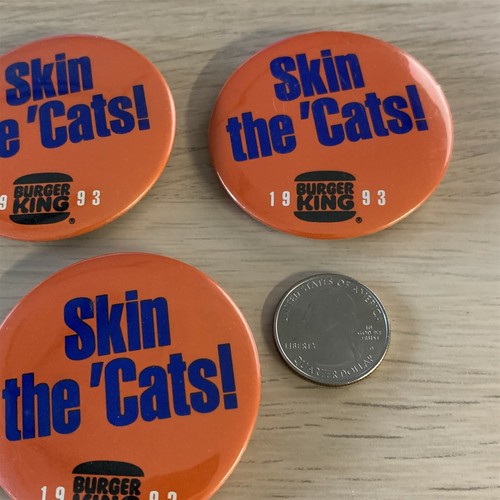Lot of 3 Syracuse Orangemen Skin The Cats 1993 Burger King Pinbacks Buttons - Picture 3 of 4