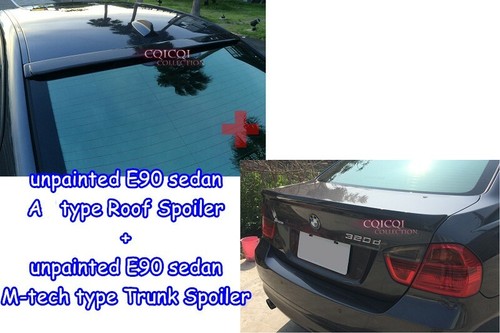 Unpainted Roof Spoiler + Trunk Spoiler Kit – Fits BMW E60 5-Series Sedan – Adhesive Mount