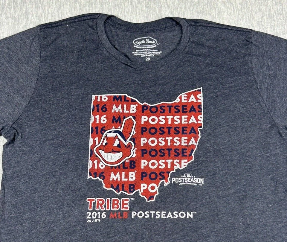Бейсбольная футболка Cleveland Indians мужская 2XL синяя с графикой Guardian Majestic США - Изображение 4 из 4