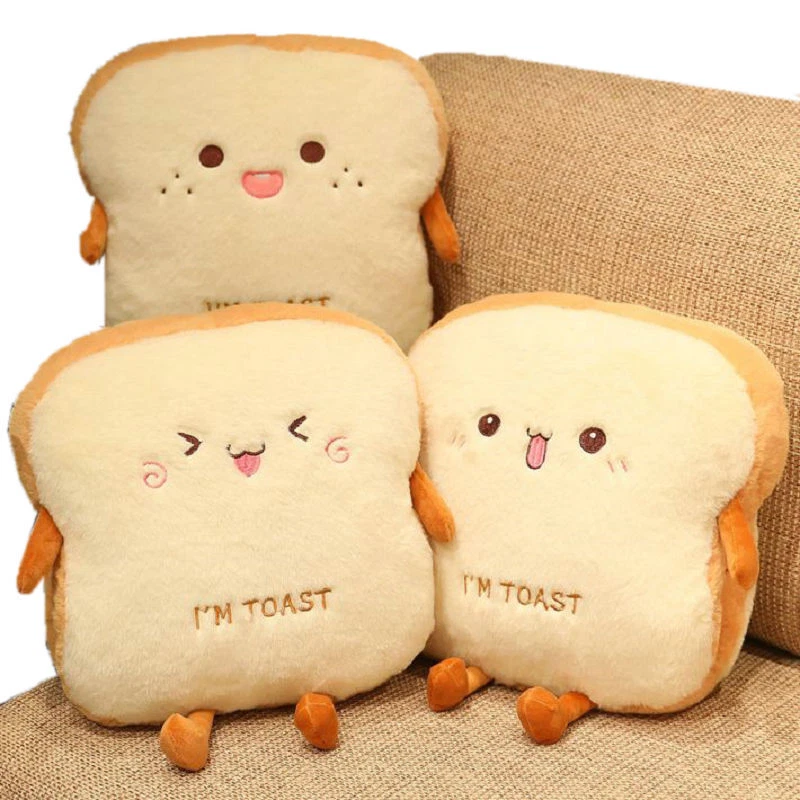 Plush Toast Bread Pillow Simulation Food Hot Dog Soft Doll Hand Warmer Gift